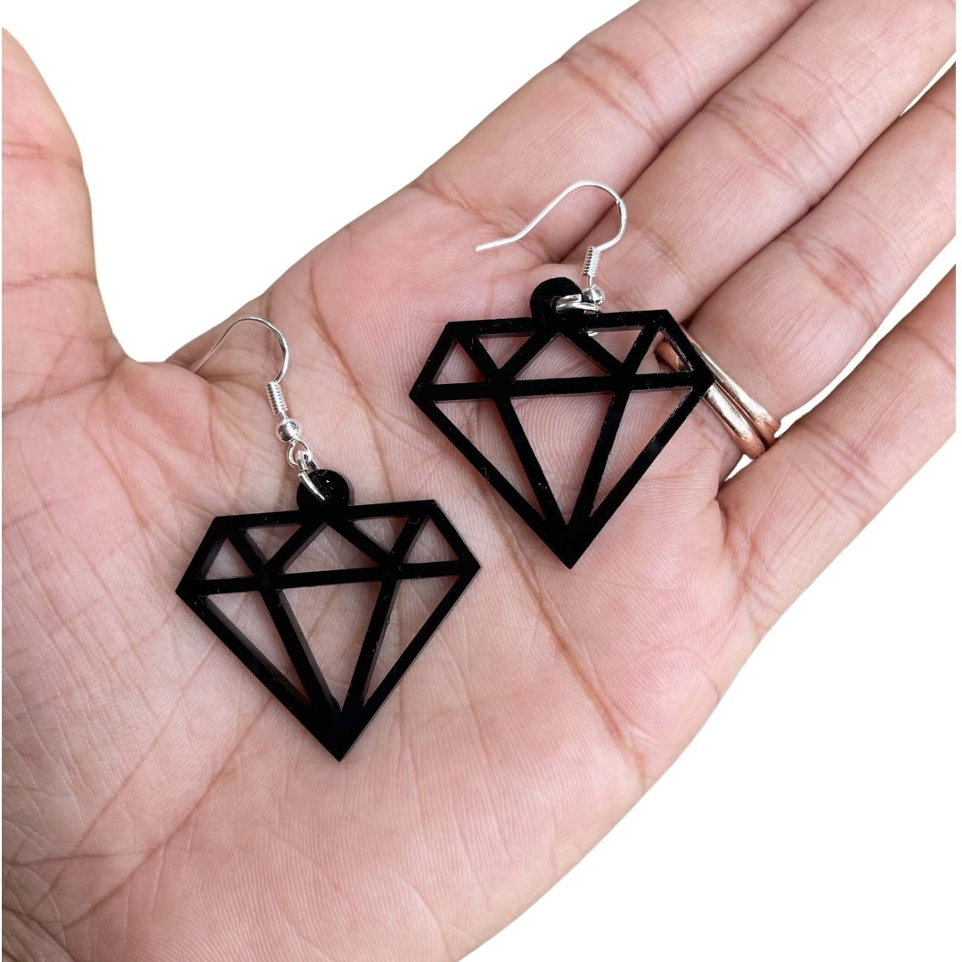 Diamond Sillhouette Acrylic Dangle Earrings