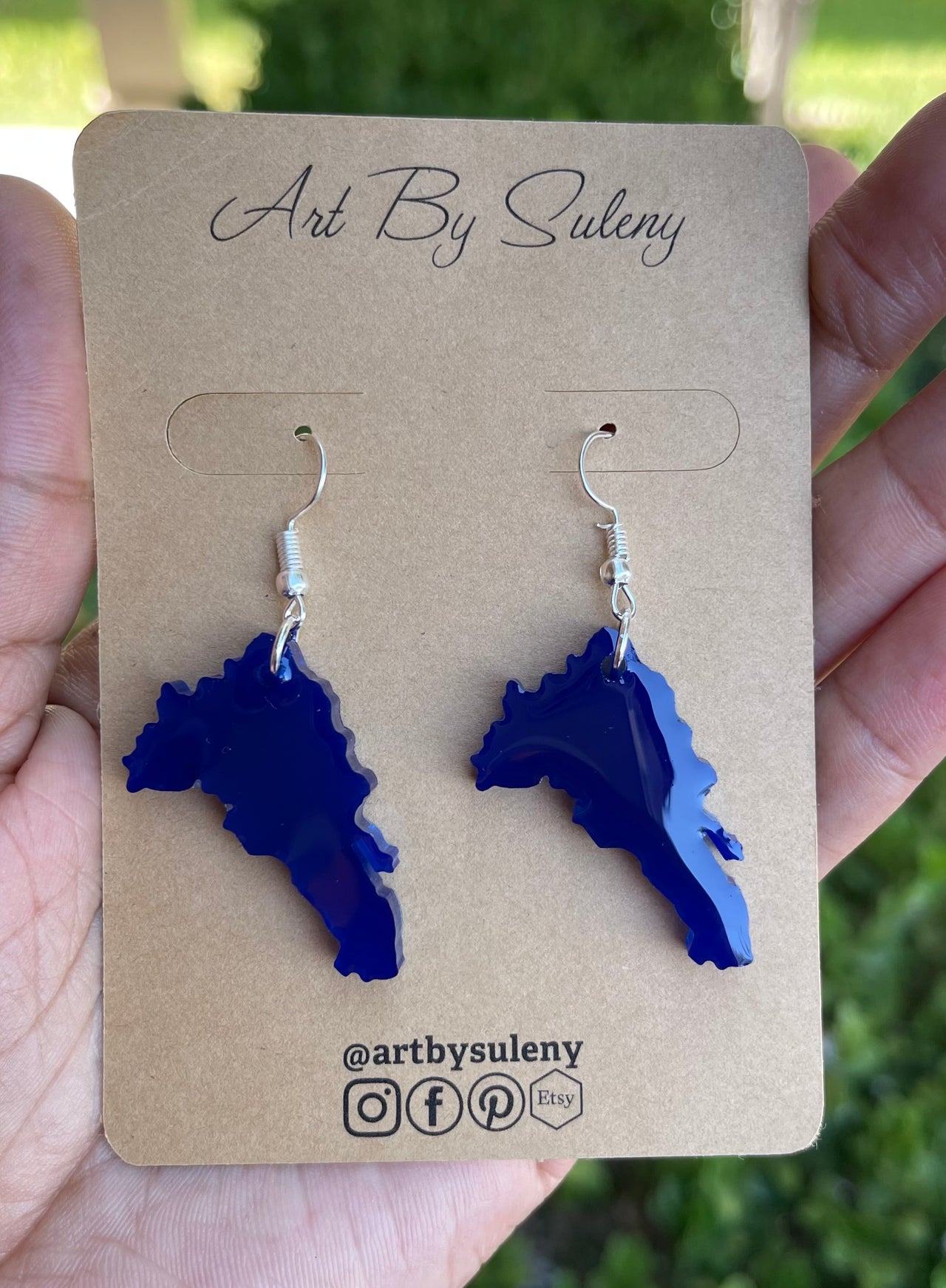 Dominican Republic Map Resin Dangle Earrings DR