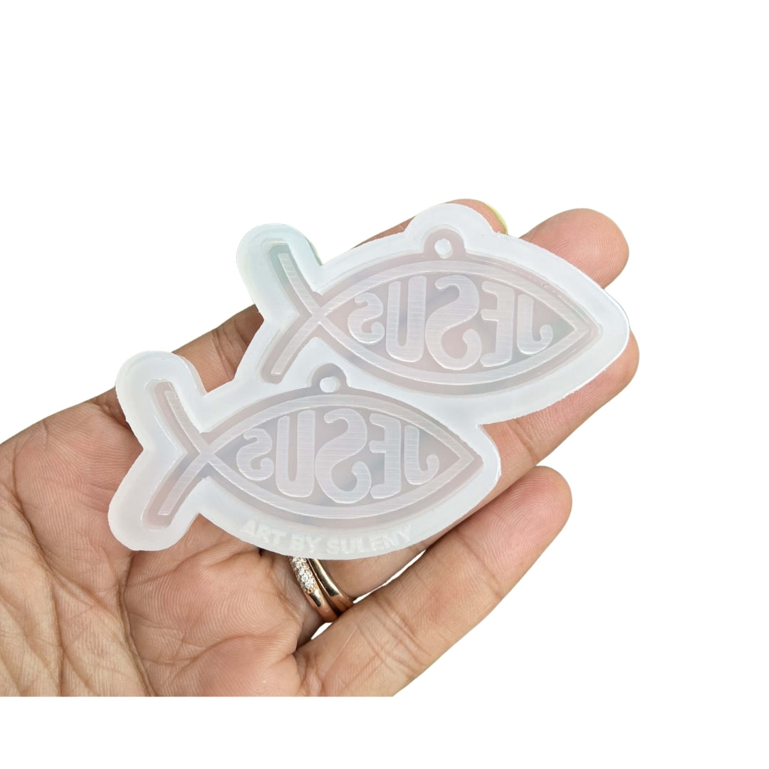Fish Jesus Silicone Mold for Keychain Religious Silicone Mold Pendant mold