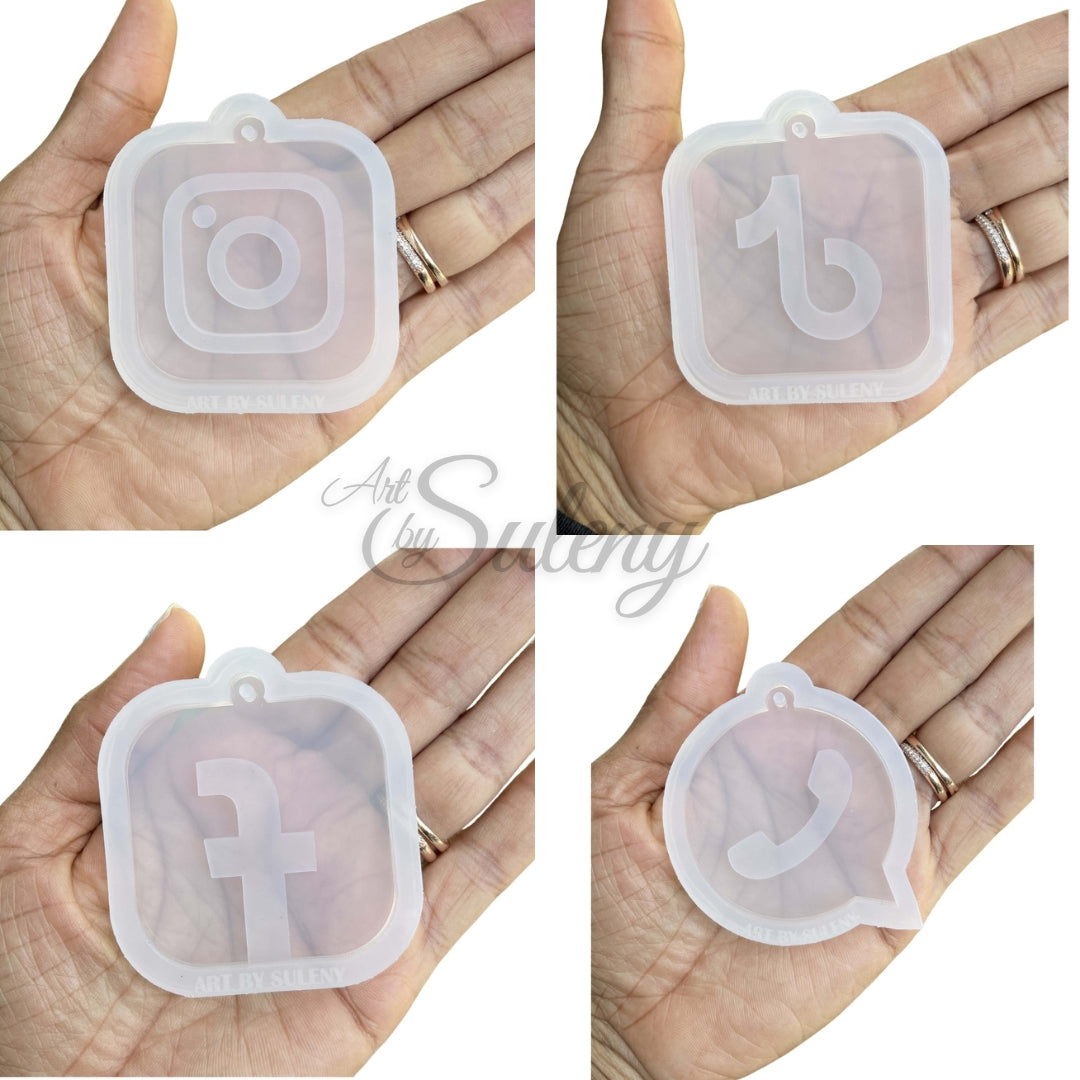 Social Media Resin Mold for Keychain Instagram Mold TikTok Mold Facebook Mold WhatsApp Mold