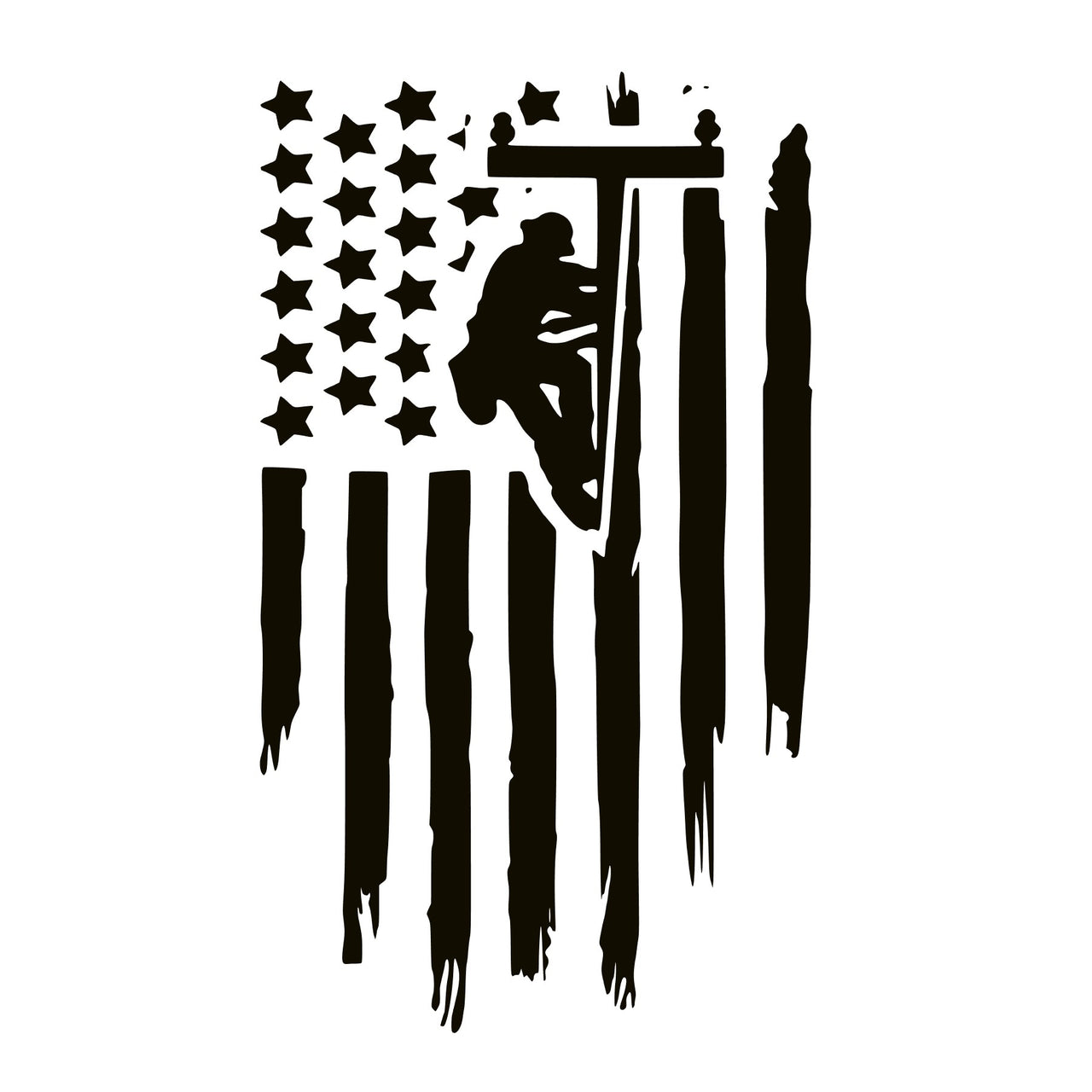 Lineman American Flag Electric Cable Worker Decal Permanent Outdoor Vinyl