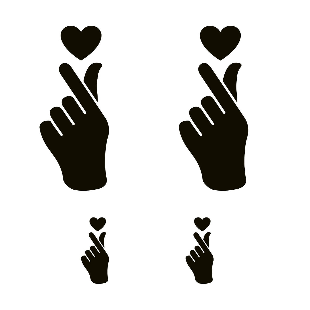 4 Pcs K-Pop Hand Heart Korean language Cute Love Sign Korea Vinyl Decal Car Tumbler Mirror Laptop kpop