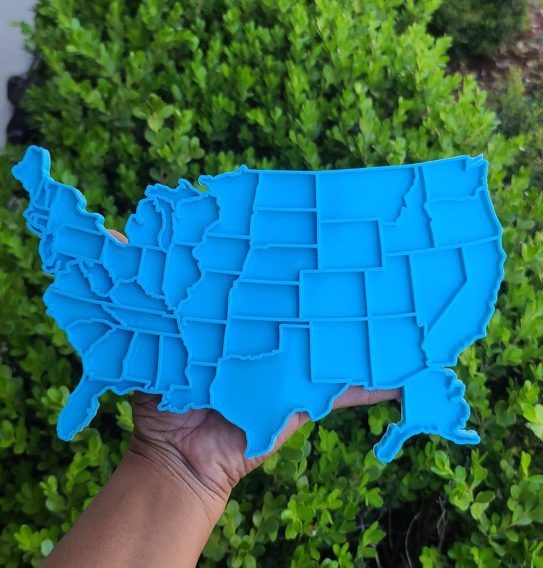USA Map Mold / Shiny States USA Mold / 50 States Mold / USA Map Puzzle Resin Mold