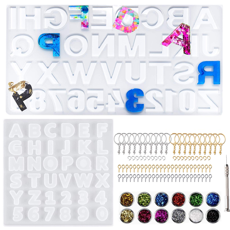 255pcs Alphabet Silicone Mold - Letter Mold for Resin - Reverse Silicone Mold - Mold for Keychain - Letters and Numbers Mold for Epoxy Resin