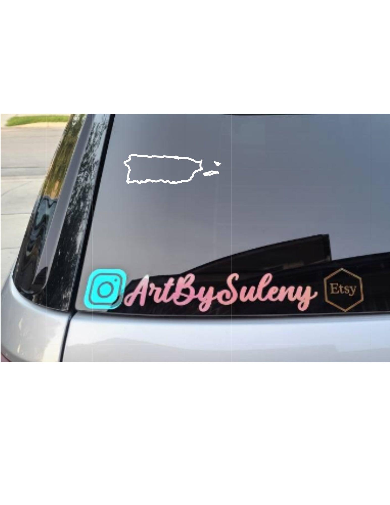 5 Pcs Puerto Rico MAP Car Decal Vinyl Sticker, Perfect for Car, Truck, Computer, Wall, and all Flat surface - Permanent Outdoor Vinyl, Easy Application - Bumper Stickers - PR Stickers WHITE - Art By Suleny Craft Store LLC