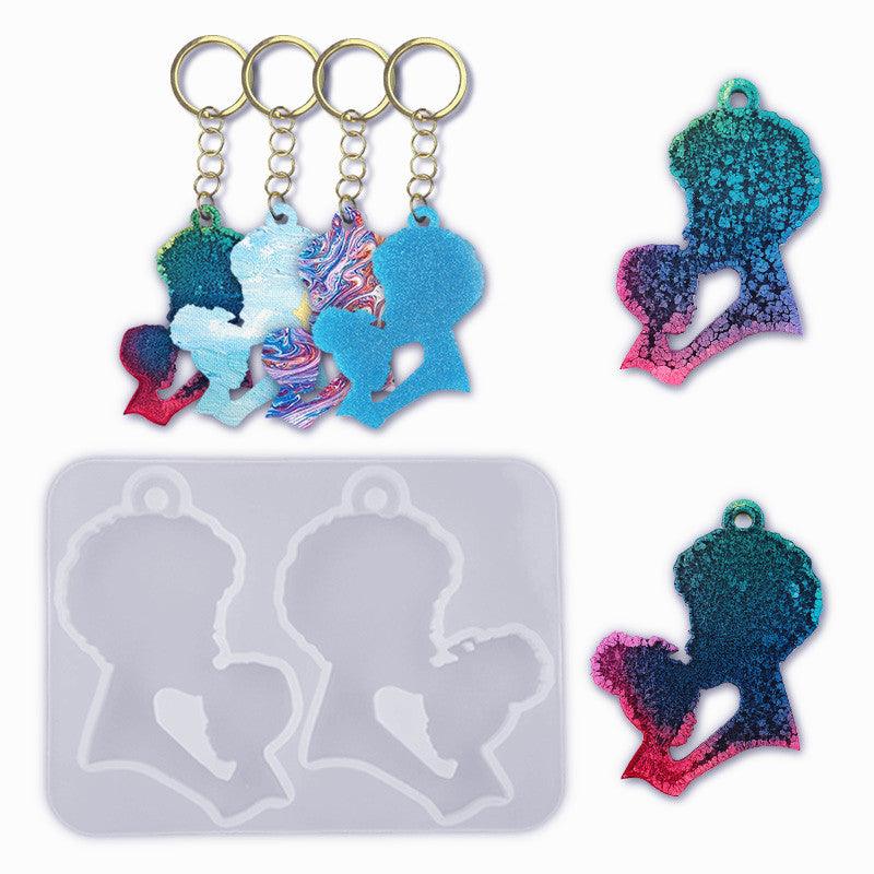 Mom and Child Kiss Keychain Mold / Resin Mold for Keychain / MOM Resin Mold