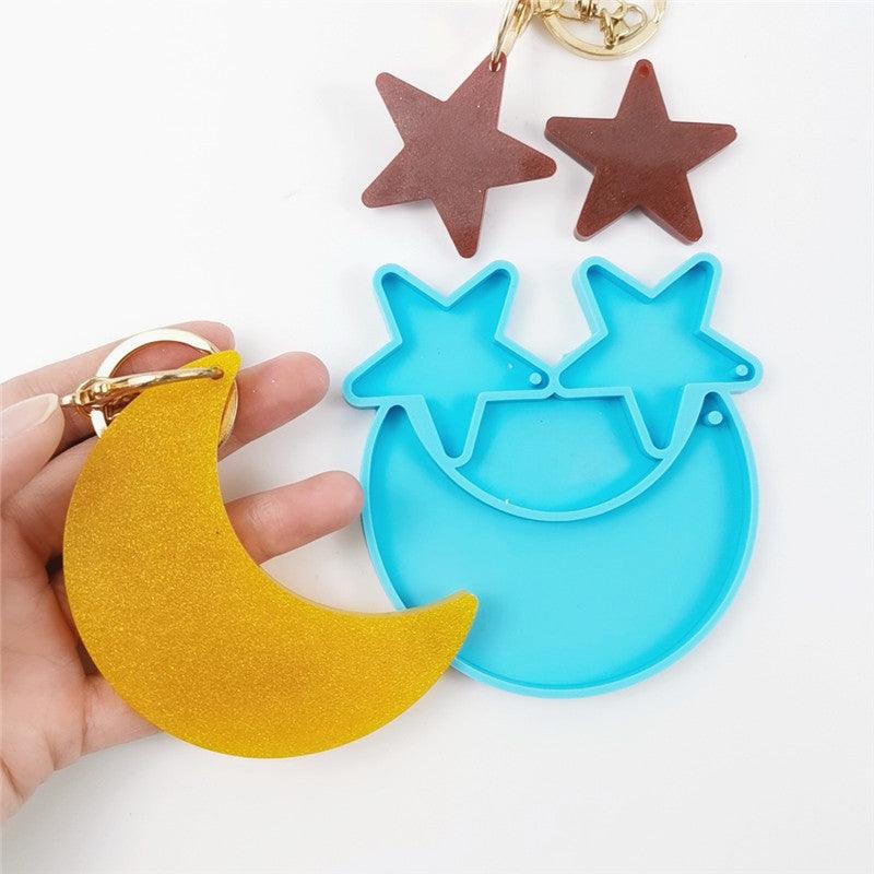 Moon Star Mold / Moon and Star Keychain Mold / Moon Star Resin Mold