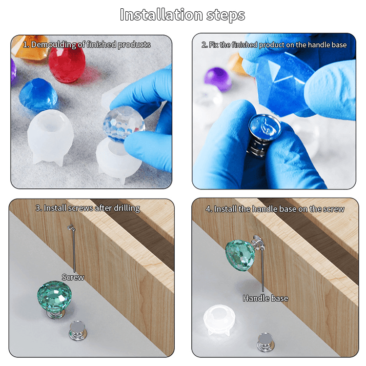 Drawer Knobs Resin Mold Cabinet Pulls Molds for Epoxy Resin - Cabinete Door Handles - Art By Suleny Craft Store LLC