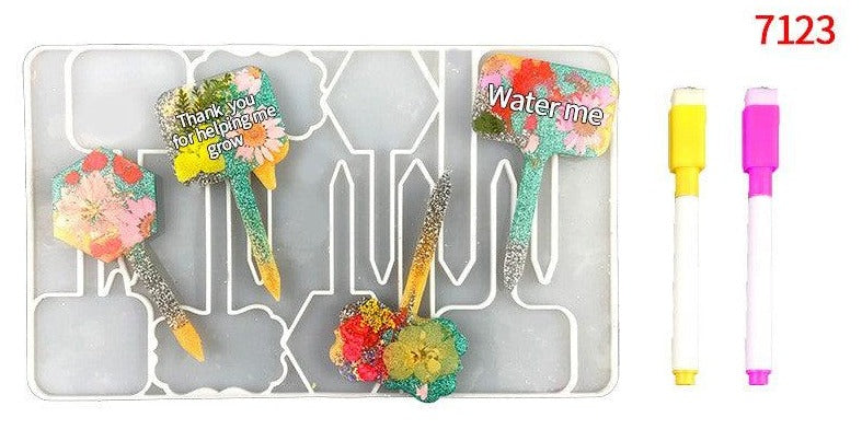 Planter Tags Mold - Flowers Plant Labels Silicone Mold for Resin - Tag Mold for Resin - CLEARENCE - Art By Suleny Craft Store LLC