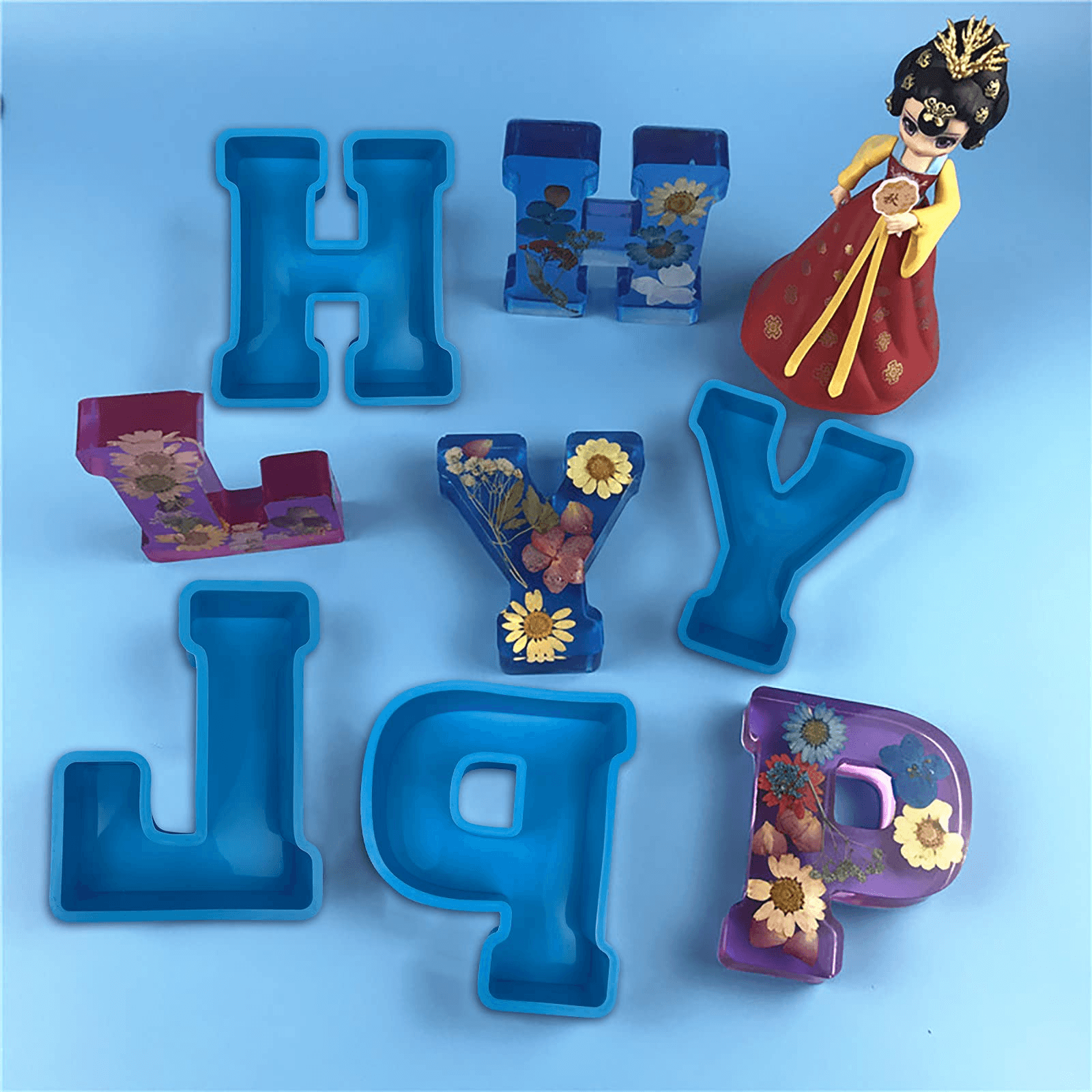Alphabet Silicone Mold - Letter Mold for Resin - Big Letter Mold - Mold for Keychain - Letters Mold for Epoxy Resin - Art By Suleny Craft Store LLC