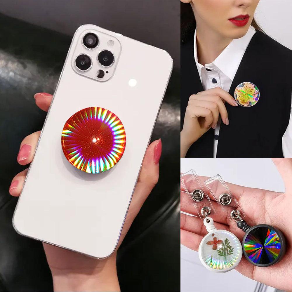 Phone Grip Resin Molds Holographic Silicone On Top Phone Socket Molds 6 Cavity Round Phone Grip Molds for Epoxy Resin with 6Pcs Phone Sockets - Art By Suleny Craft Store LLC