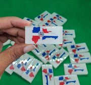 Domino Set 28 with Dominican Republic Map and Flag, Customized, Handmade Resin, dominoes for gift - Art By Suleny Craft Store LLC