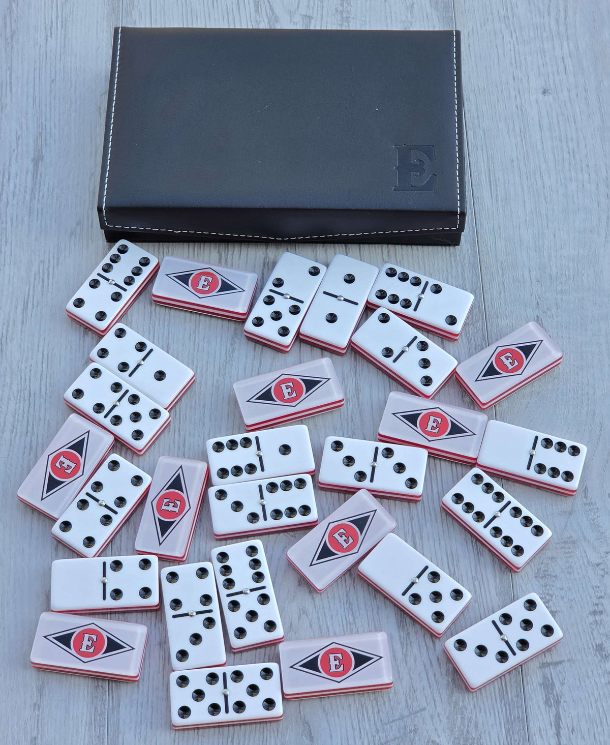 Leones del Escogido Jumbo Professional Acrylic Domino Set With Metal Spinner Dominican Baseball