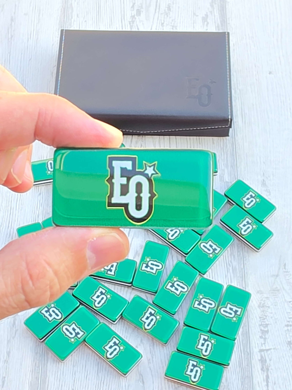 Estrellas Orientales Jumbo Professional Acrylic Domino Set With Metal Spinner Dominican Baseball