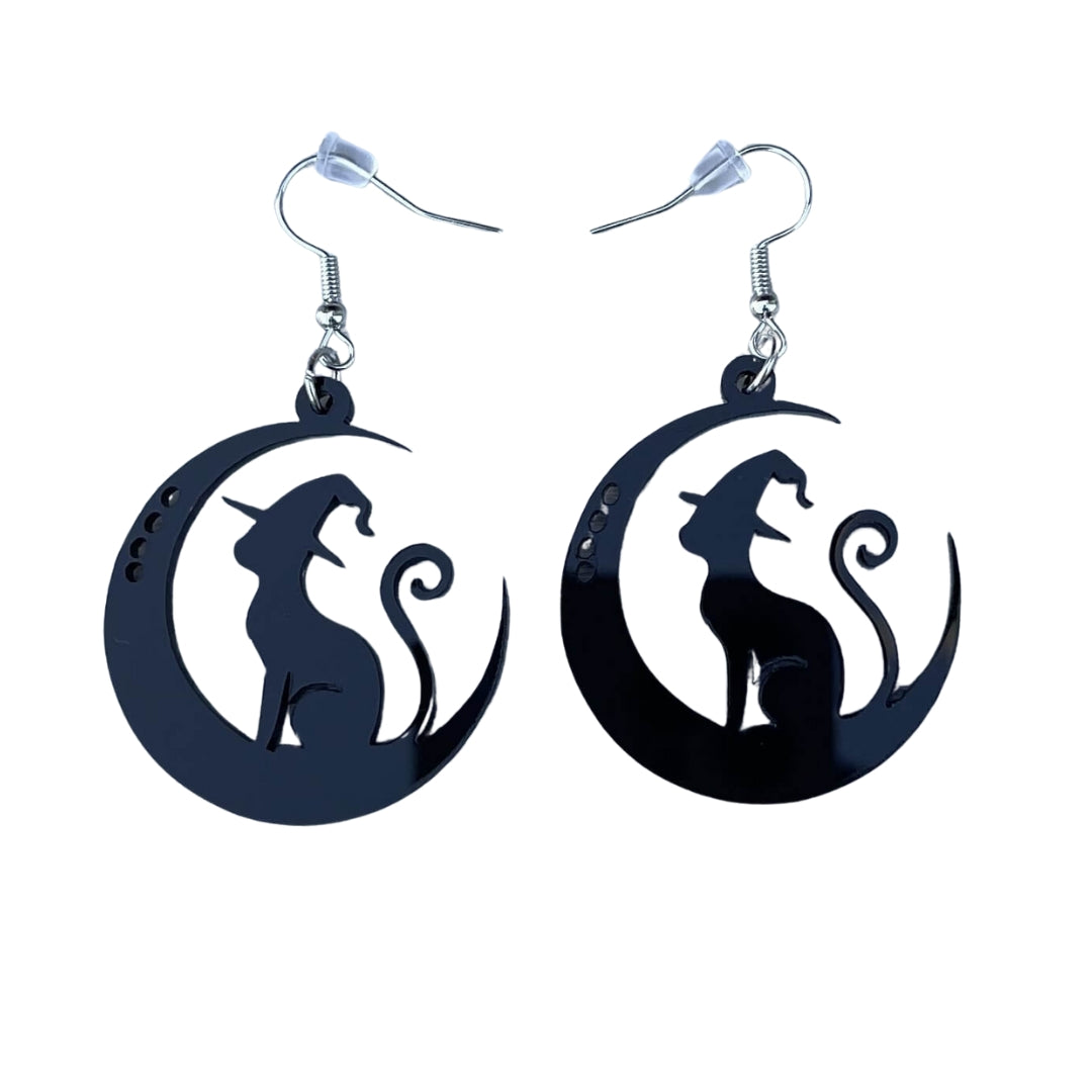 Witch Hat Black Cat Halloween Earrings Cat Earrings for Women Gift Halloween Jewelry