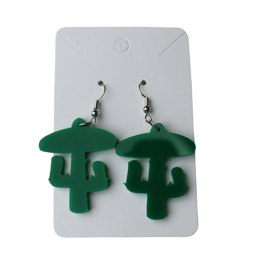 Cactus Hat Dangle Earrings Mexico Symbol Earrings