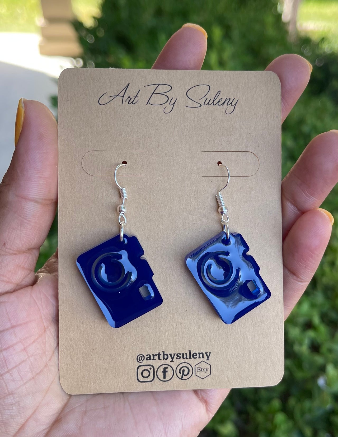 Camera Dangle Earrings made with Resin