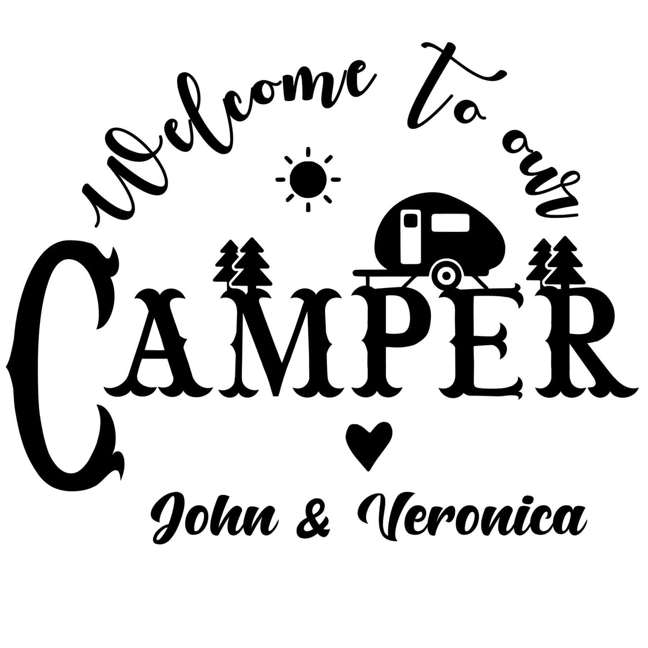 Welcome to Our Camper Personalized Decal RV Custom Permanent Outdoor Vinyl
