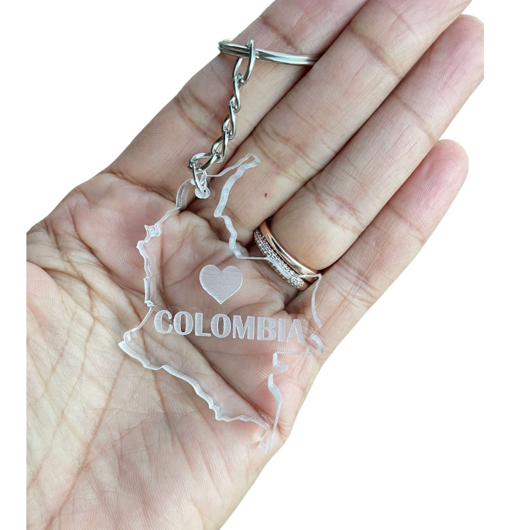 Colombia Map Acrylic Engraved Keychain