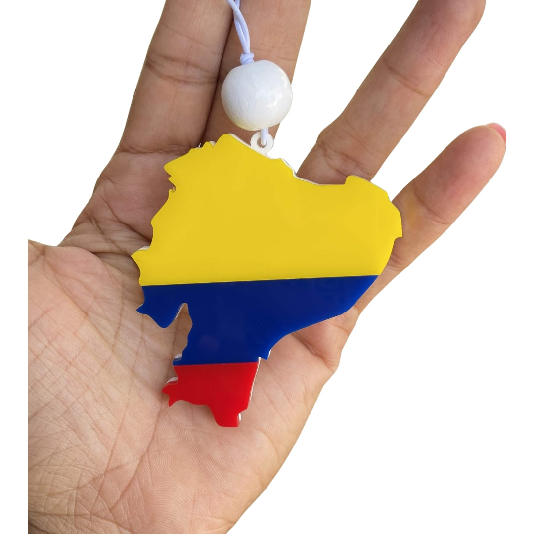 Ecuador Flag and Map Keychain Bandera y Mapa Ecuador Car Mirror Hanging Ornament Bag Tag Key