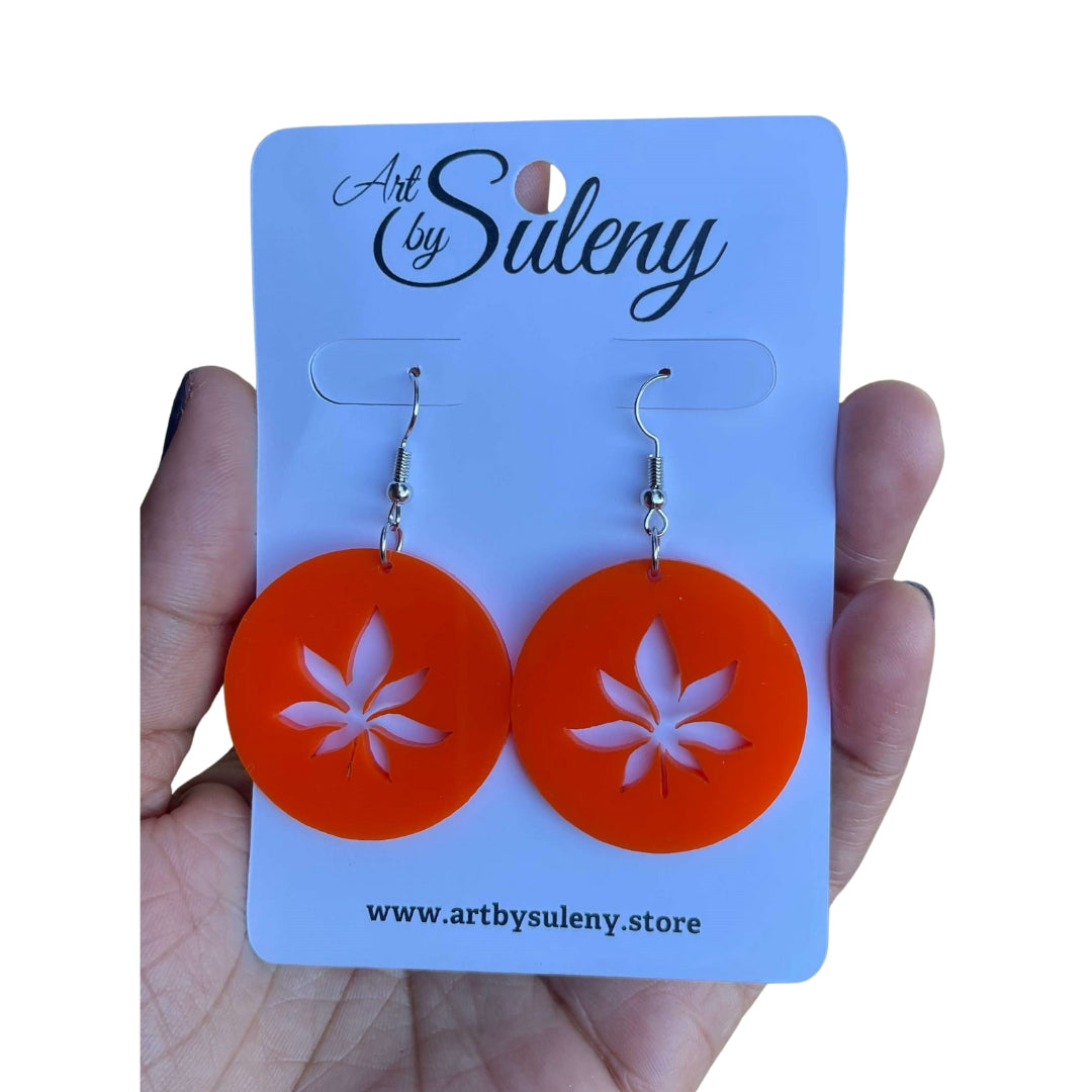 Fall Maple Leaf Dangle Earrings Orange Canada Earrings