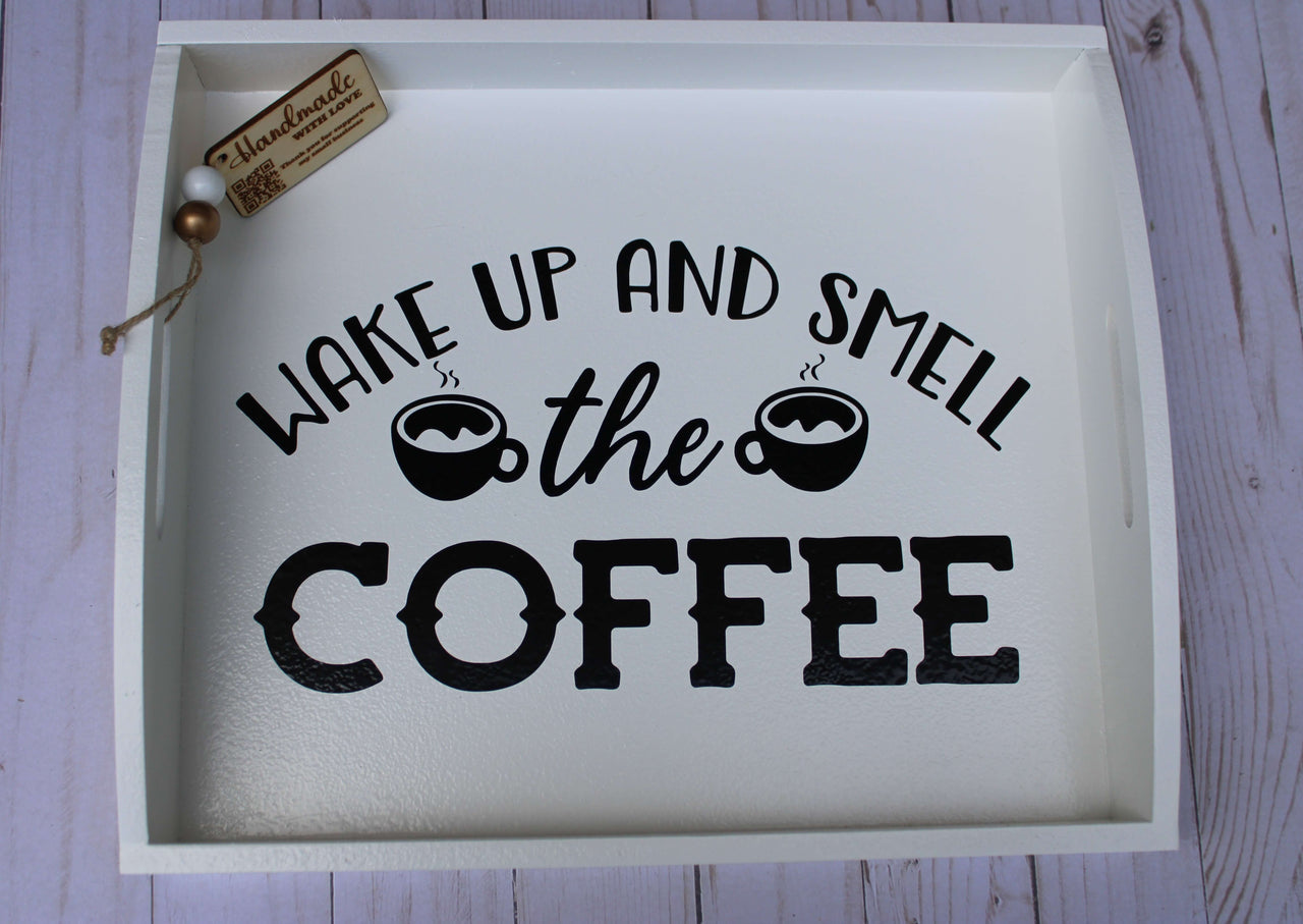 Wake Up and Smell the Coffee Tray Decoration Home Serving Tray