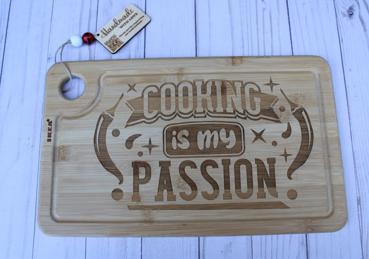 Cooking is my Passion Engraved Cutting Board Cheese Serving Board