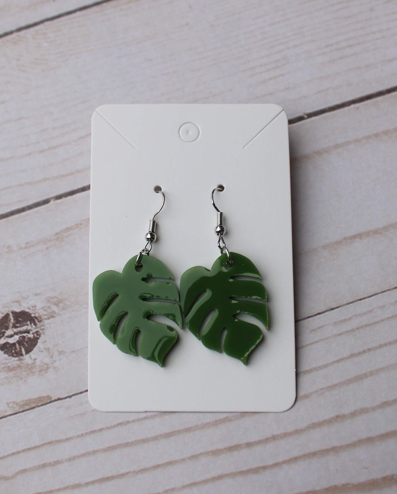 Monstera Leaf Dangle Earrings Tropical Leaf Earrings