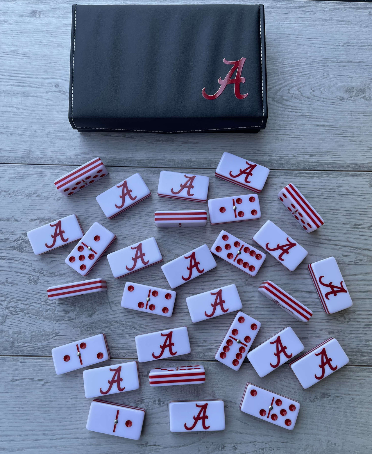 Alabama Crimson Tide Dominoes Set American College Football Custom Acrylic Dominoes size Jumbo with Spinner