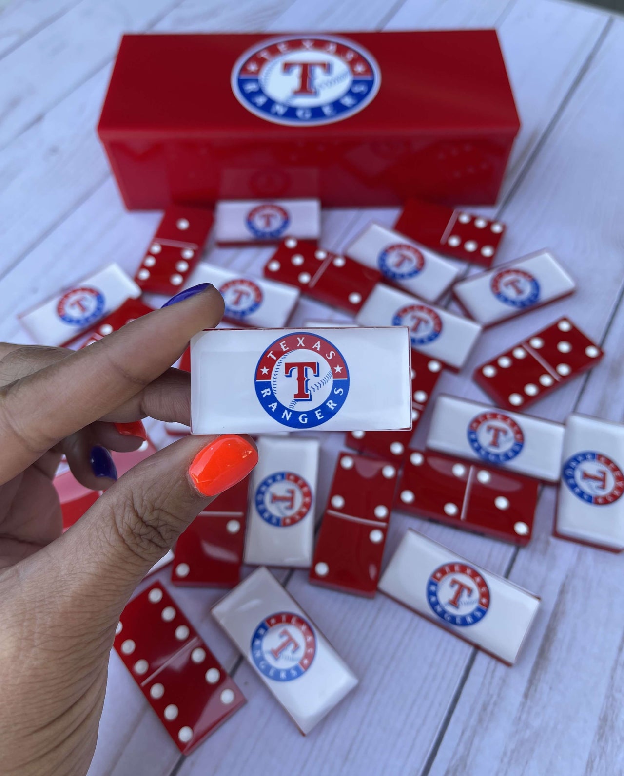 Texas Rangers Dominoes Set Baseball MLB Custom Resin Dominoes