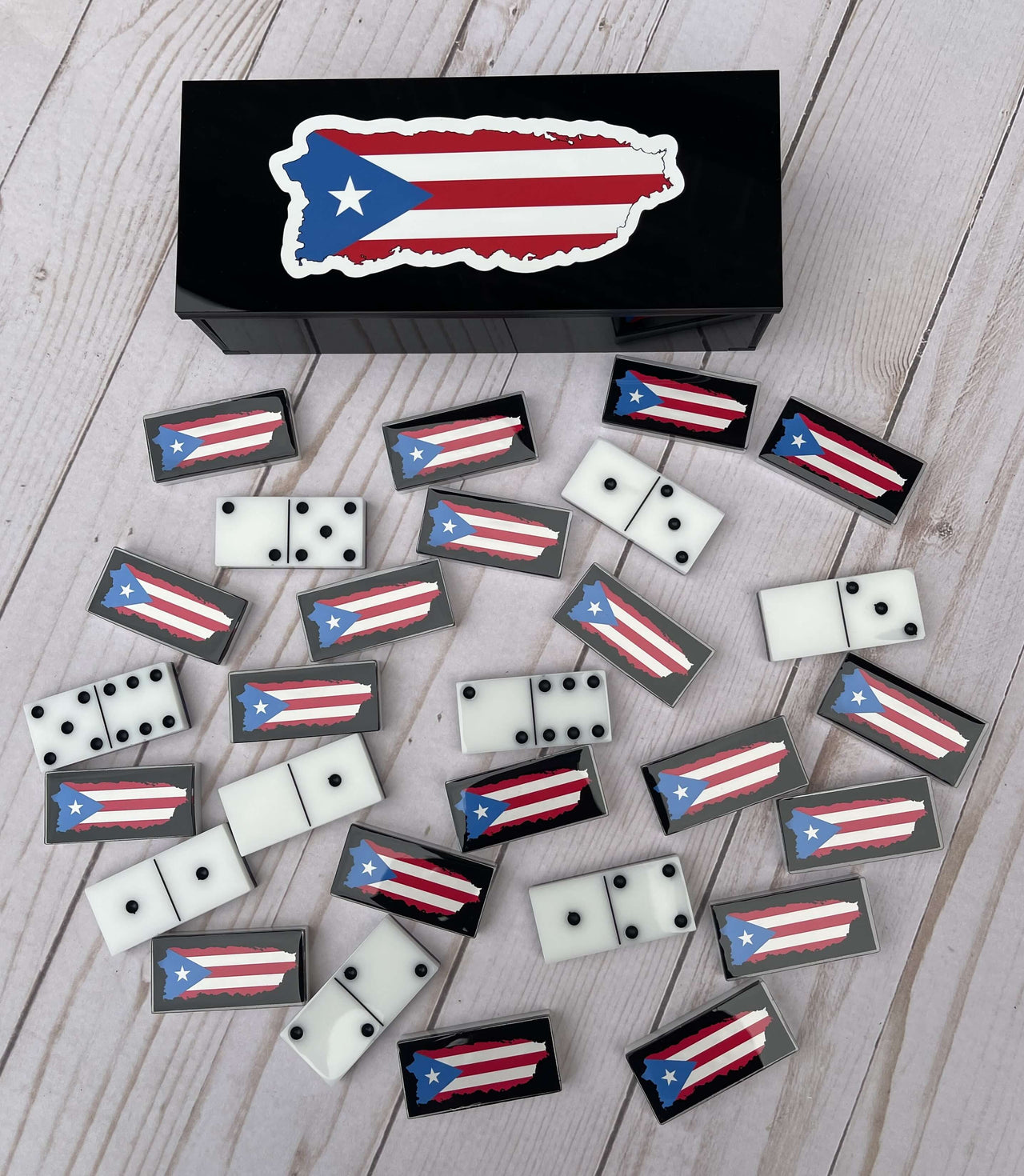 PUERTO RICO Map and Flag Resin Dominoes Set