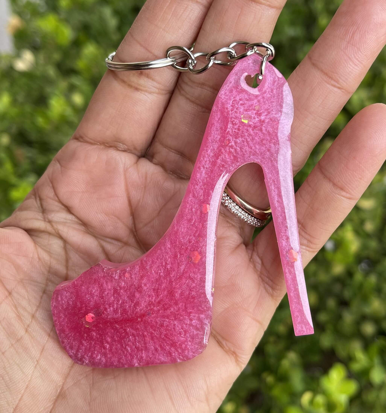 High Heel Shoe Pink Resin Keychain