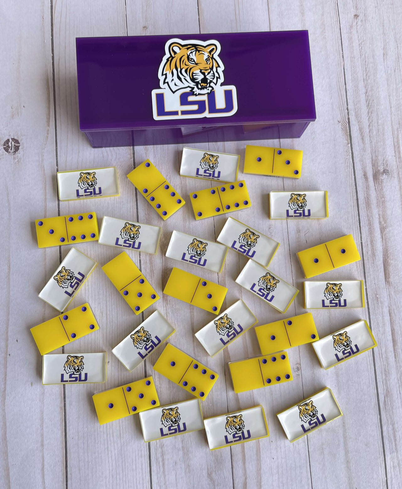 LSU Tigers Louisiana State University Dominoes Set American College Football Custom Resin Dominoes