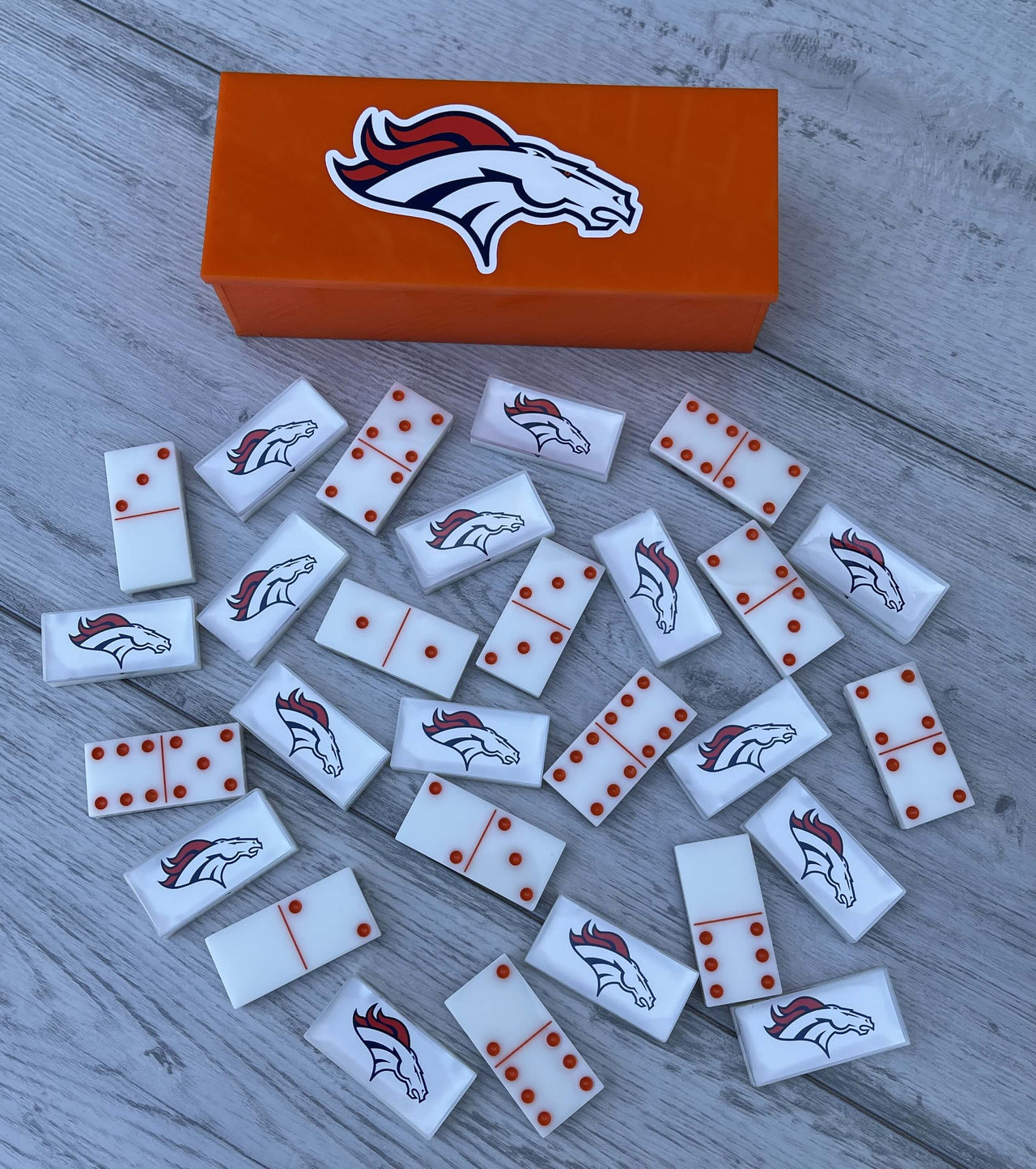 Denver Broncos NFL Custom Domino Set Broncos Resin Dominoes