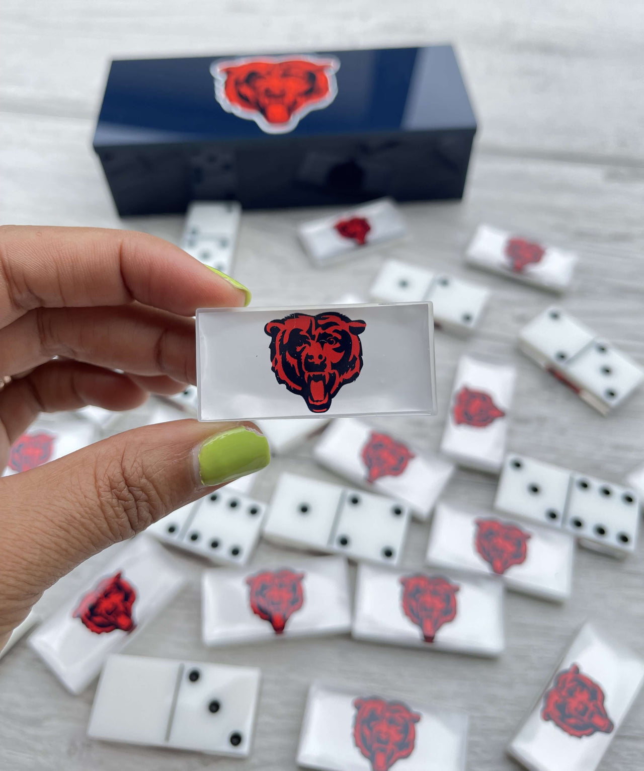 Chicago Bears Custom Dominoes Set NFL Resin Dominoes Chicago Bears Gift