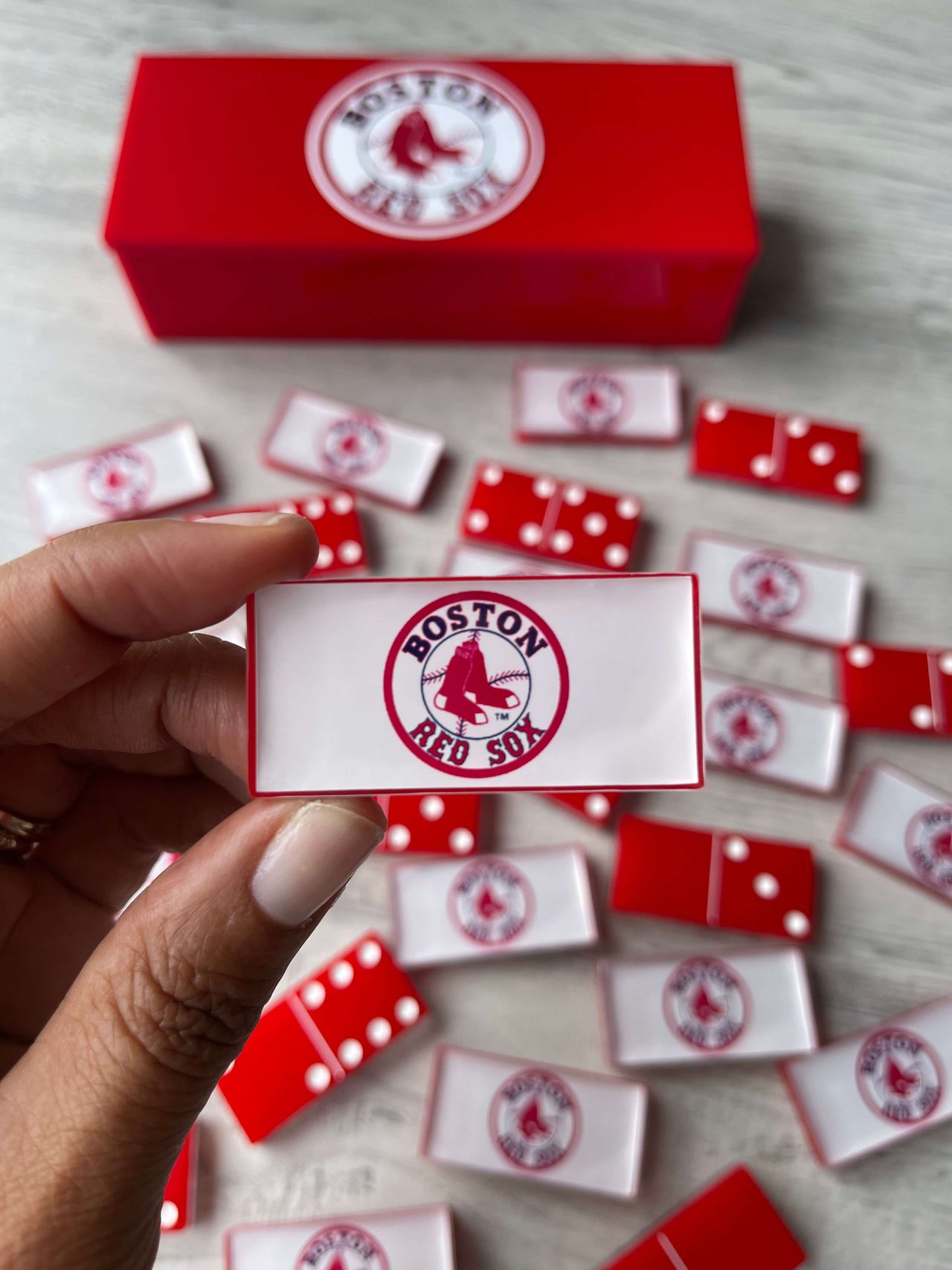Boston Red Sox Custom Dominoes Set MLB Baseball Dominoes