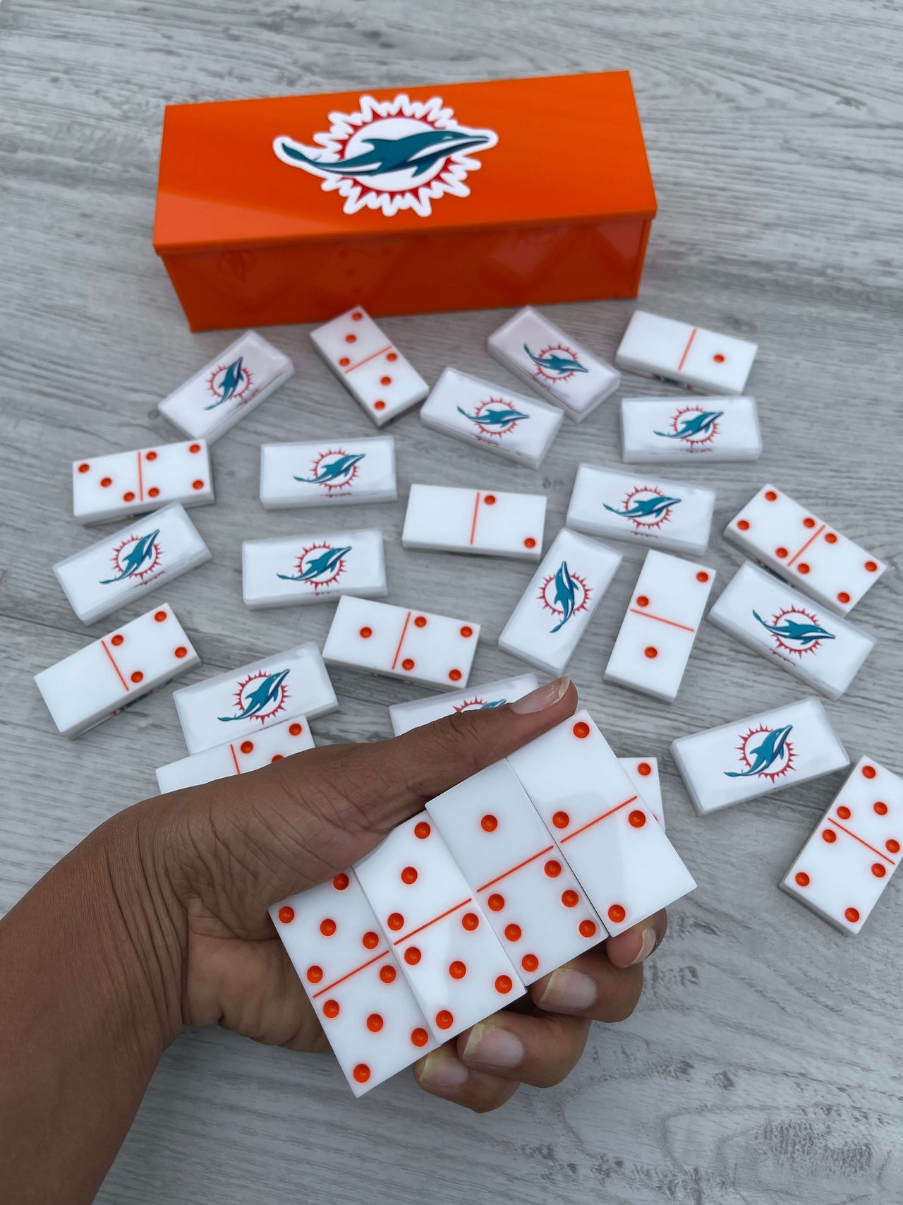 Miami Dolphins Dominoes Set American Football NFL Custom Resin Dominoes