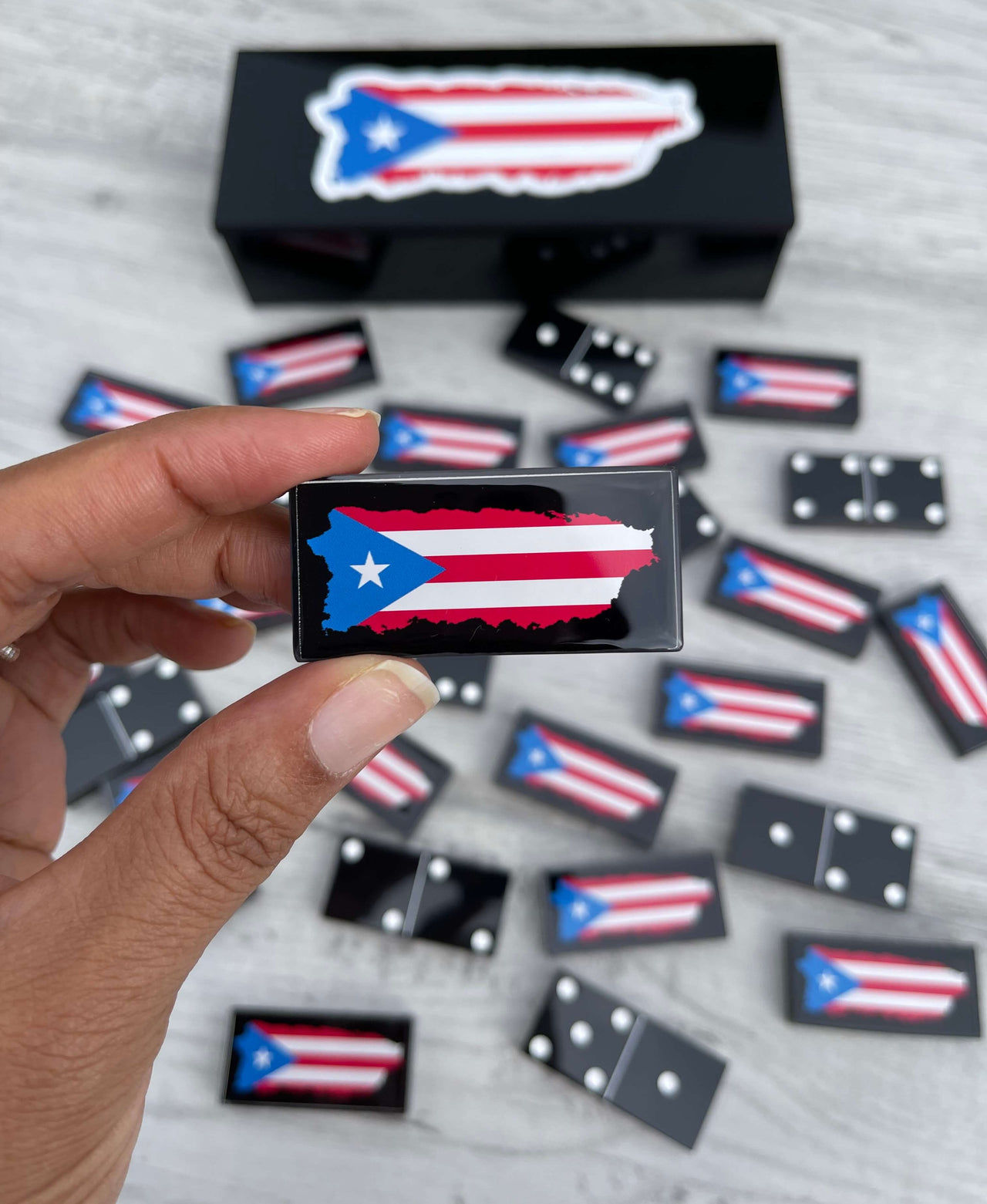 PUERTO RICO Map and Flag Resin Dominoes Set