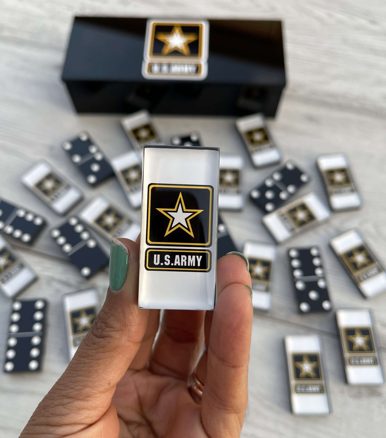 United States ARMY Emblem Custom Dominoes Set Military Gifts Ideas