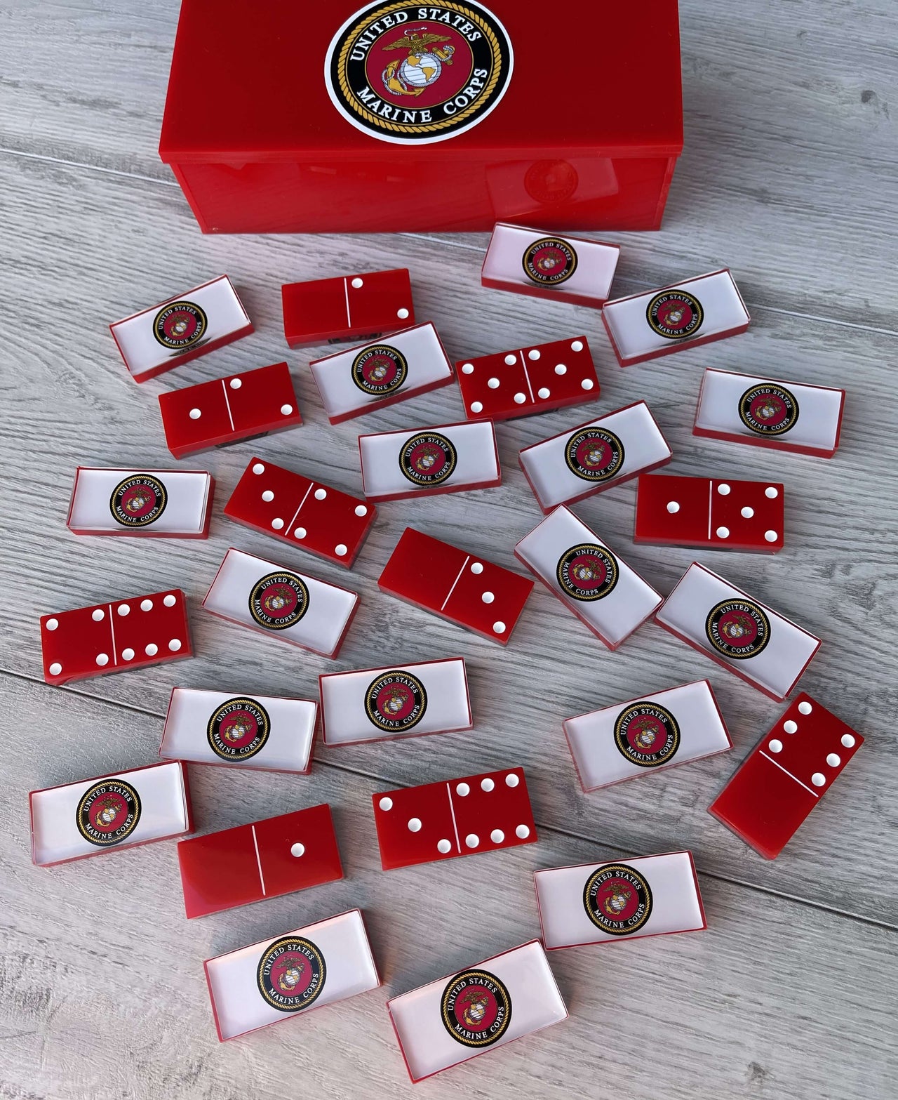 United States Marine Corps Emblem Custom Dominoes Set Military Gifts Ideas (USMC)