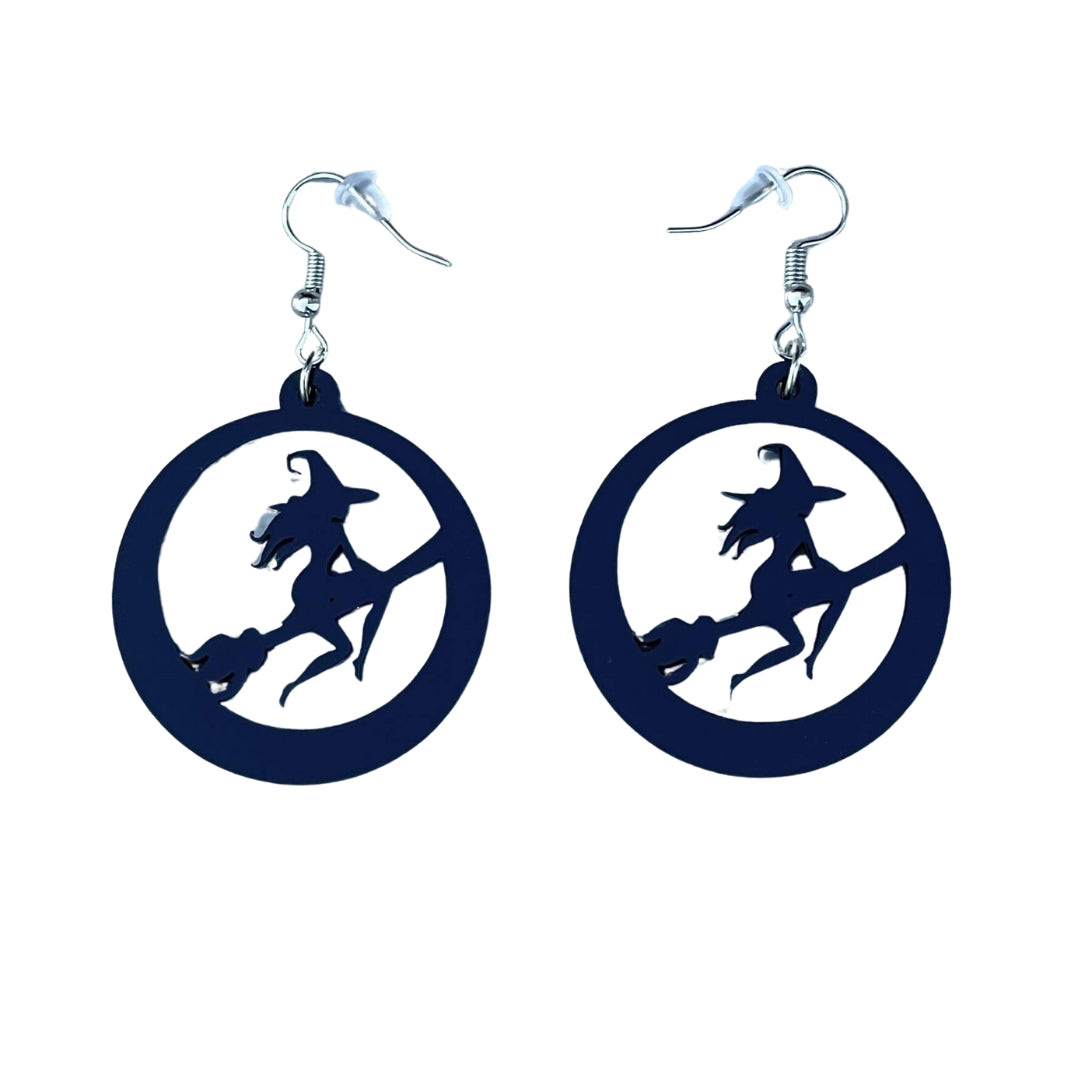 Witch on a Broom Halloween Earrings for Women Gift Halloween Jewelry