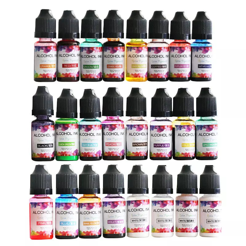 24 Colors Alcohol Ink Set Alcohol Based for Epoxy Resin Pigments