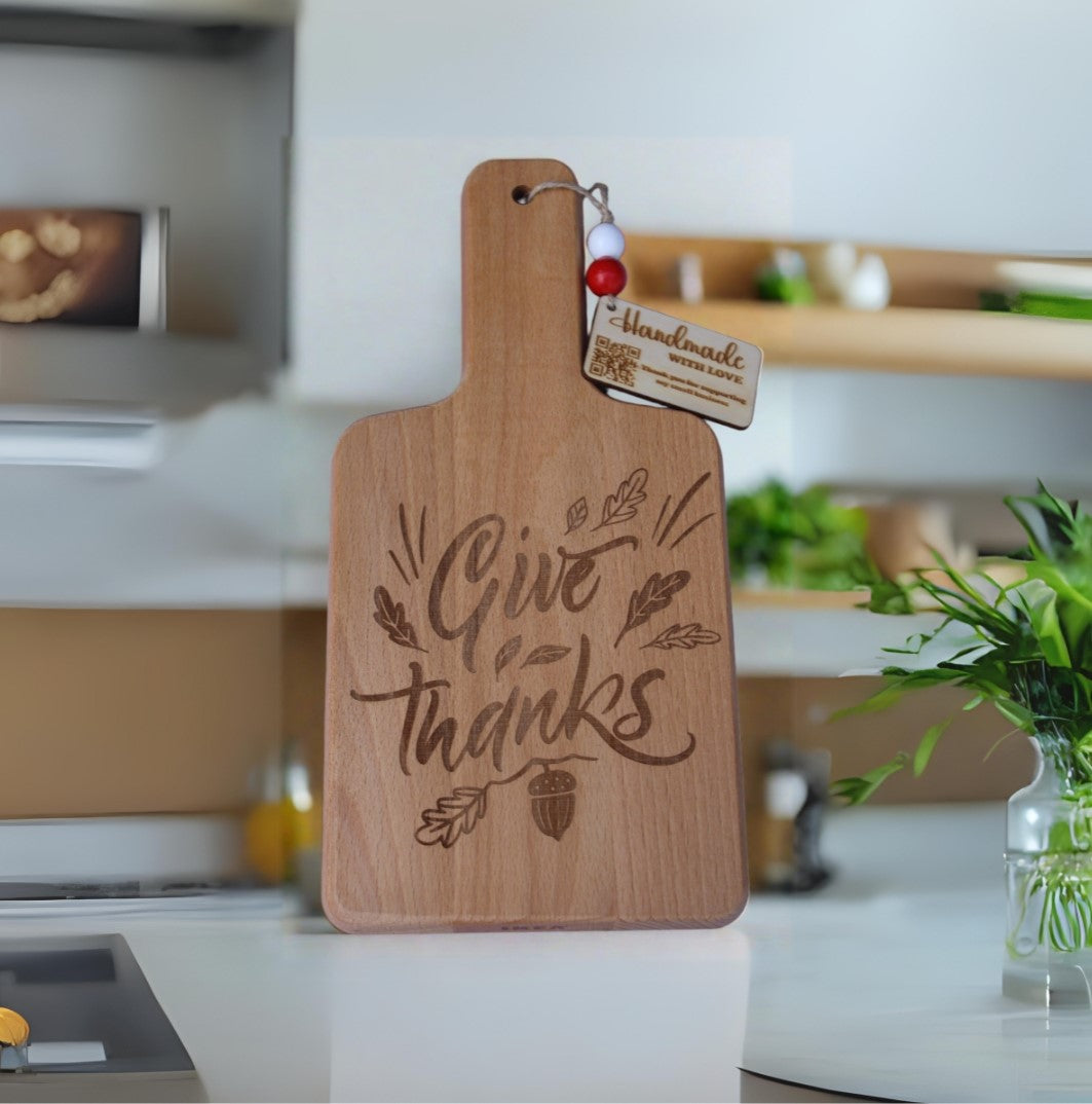 Give Thanks Engraved Cutting Board Cheese Serving Board