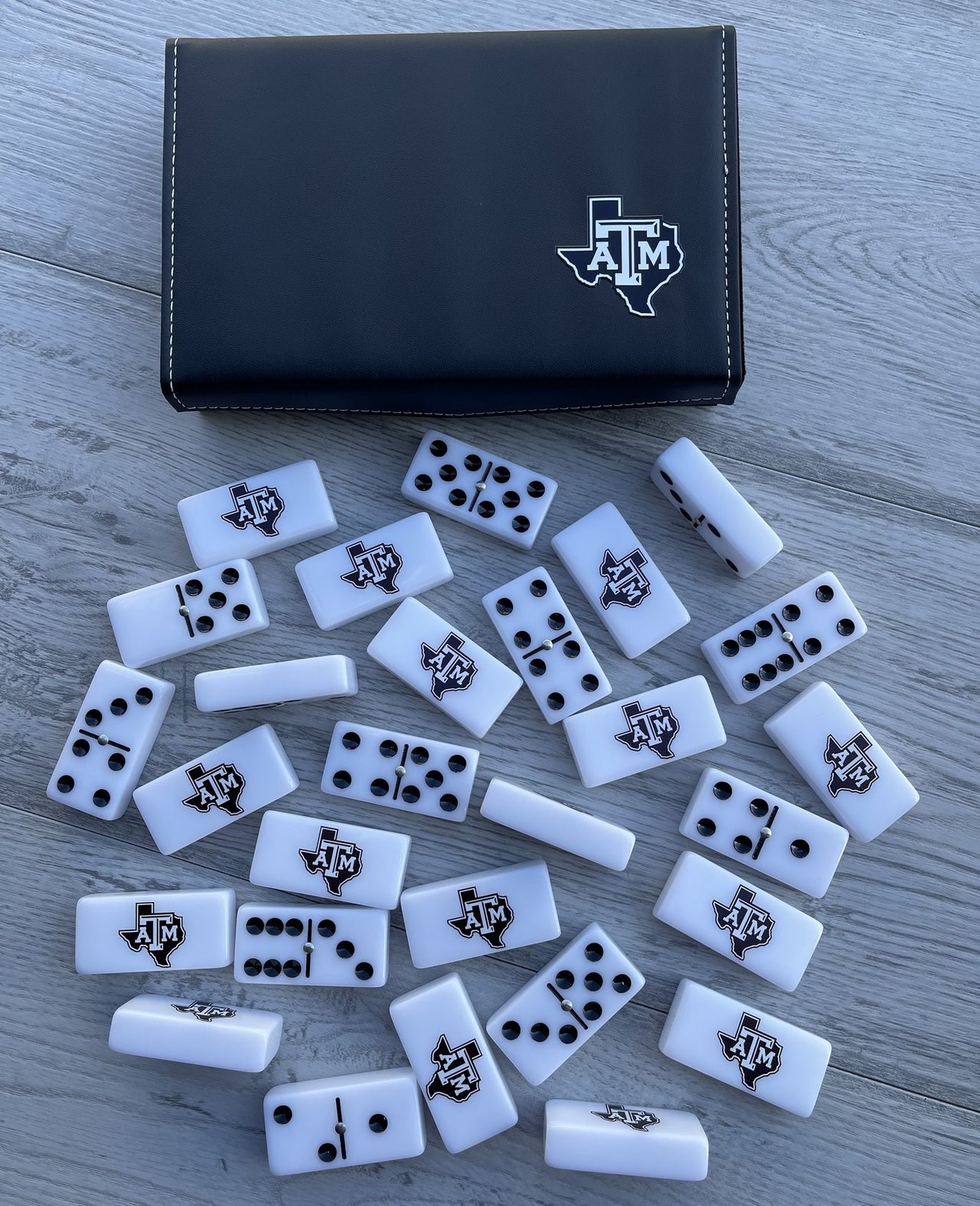 Texas A&M Aggies Dominoes Set American College Football Custom Acrylic Dominoes Size Jumbo with Spinner