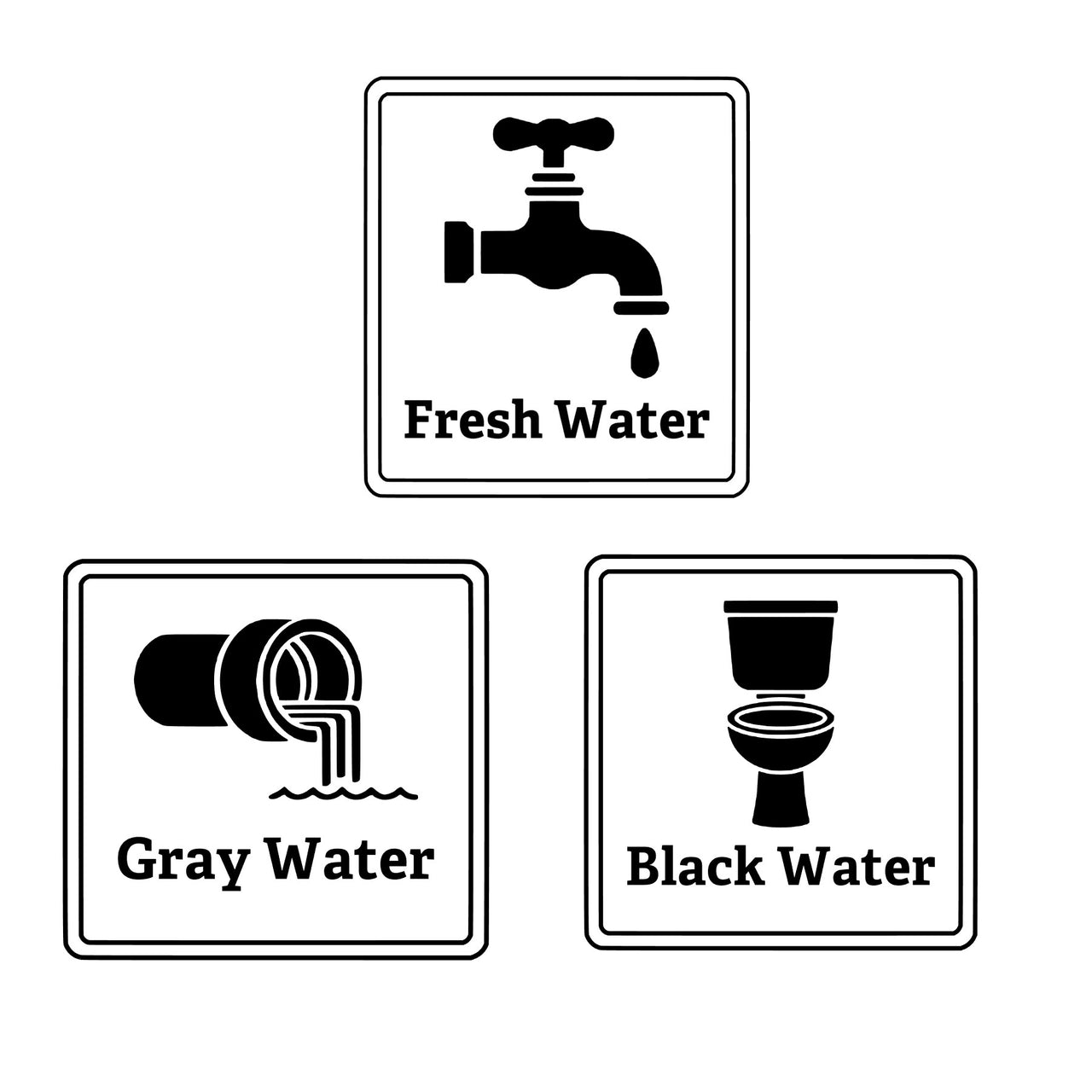Water Sign RV Safety Sign Car Fresh Water Grey Water Black Water Decal Permanent Outdoor Vinyl