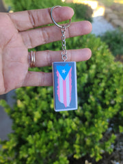 Puerto Rico Domino Keychain / Custom Domino Keychain with PR Flag Isla del Encanto Dominoes - Art By Suleny Craft Store LLC