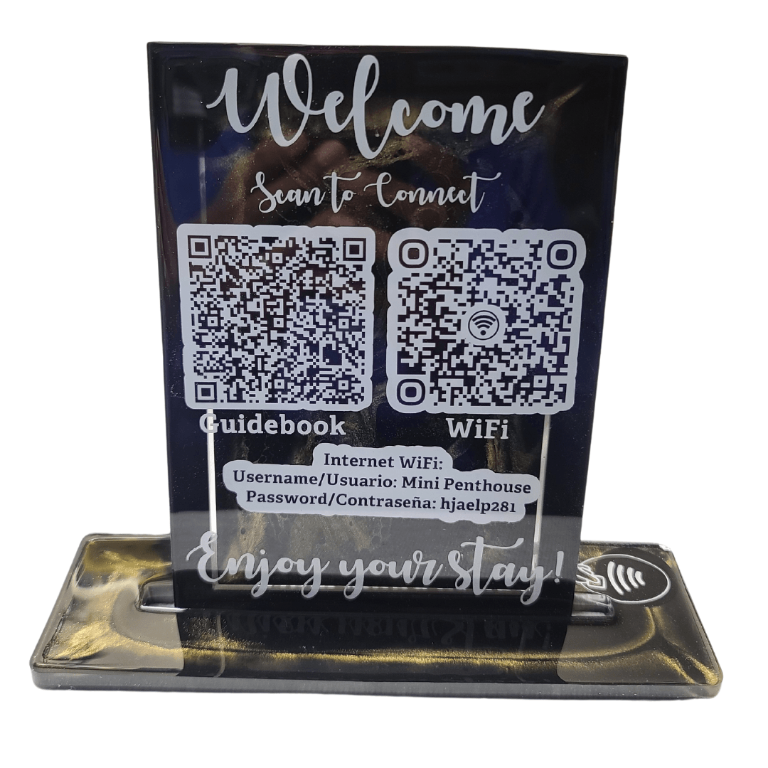 Wifi Sign Scan for Home Rentals Airbnb / Offices and More QR Code Scan Resin Sign - Art By Suleny Craft Store LLC