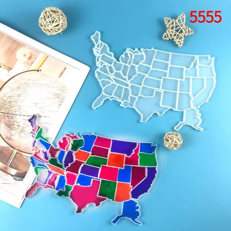 USA Map Mold / Shiny States USA Mold / 50 States Mold / USA Map Puzzle Resin Mold