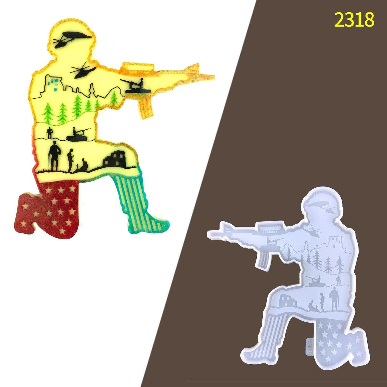 USA Soldier Decoration Mold for Epoxy Resin - Military Display Mold - Resin Mold U.S CLEARENCE - Art By Suleny Craft Store LLC
