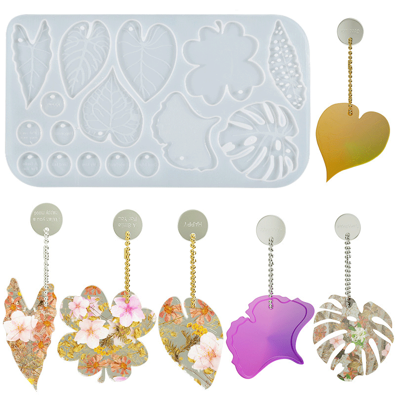 Leaf DIY Resin Casting Crafts Pendants Gem Keychain Necklace Earring Silicone Mold for Epoxy Resin Keychain Shape Mold CLEARENCE - Art By Suleny Craft Store LLC